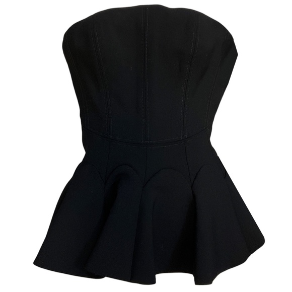 OSCAR DE LA RENTA BLACK FALL 2016 STRAPLESS WOOL BUSTIER TOP - Picture 1 of 6